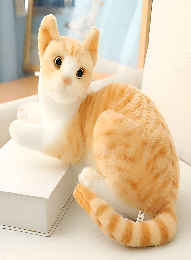 Tickles Musical Cat with Meow Meow Sound Soft Stuffed Plush Animal Toy for Kids Boys & Girls Birthday Gift (Color: Yellow; Size: 28 cm) - Image 1